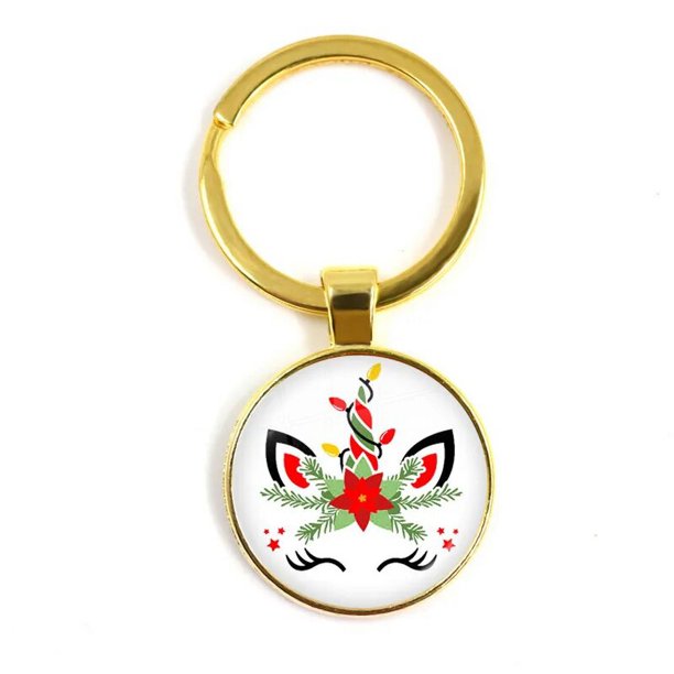 LLavero de Feliz Navidad de 25MM, cabujón de cristal de Santa Claus, colgante de árbol de Navidad, accesorios de joyería, regalos de navidad encantadores