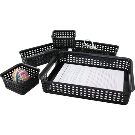Advantus Thinkspace Plastic Weave Bins Black 5/Pack 37530