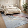 thumbnail image 3 of ODIKA 8'x10' Washable Area Rug Pink Abstract Grey Gradient Veined Borders Border Swirling Veining for Dining Room, Large Office, Lounge, Non-Slip Chair-Friendly Mat, 3 of 7