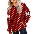 thumbnail image 2 of Girl Oversized Hoodie Shirts Bow Print Pullover Tops Casual Long Sleeve Hooded Sweatshirts Trendy Preppy Clothes New Girls Long Sleeve Fall Tops Red 120, 2 of 5