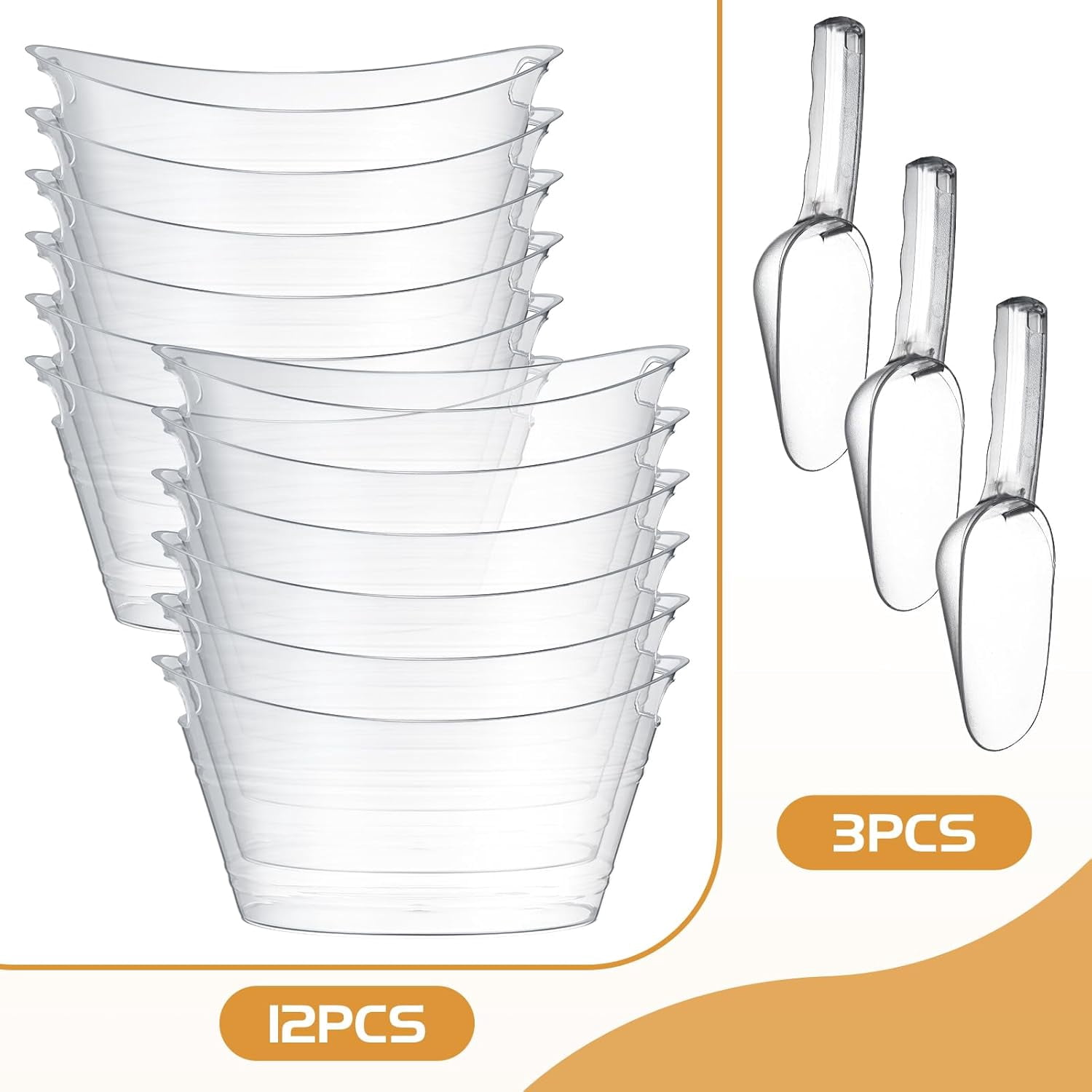 12 Pcs  Plastic Ice Bucket Set with Scoops for Wine Beer Cocktail Parties
