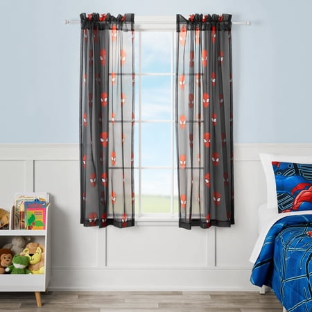 Spider-Man Storytelling Sheer Kids Drape 38 x 63 Black Marvel