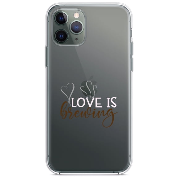 DistinctInk Clear Shockproof Hybrid Case for iPhone 11 Pro (5.8" Screen) - TPU Bumper Acrylic Back Tempered Glass Screen Protector - Love is Brewing - Coffee