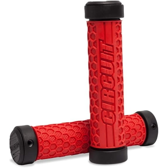 Hexagon Bike Grips – 5.1in, Black/Red – Circuit