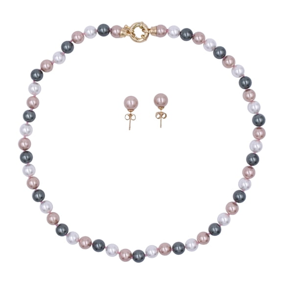 Set 2 Piezas Collar y Aretes Perla de Mallorca 8mm 45cm | Salmon