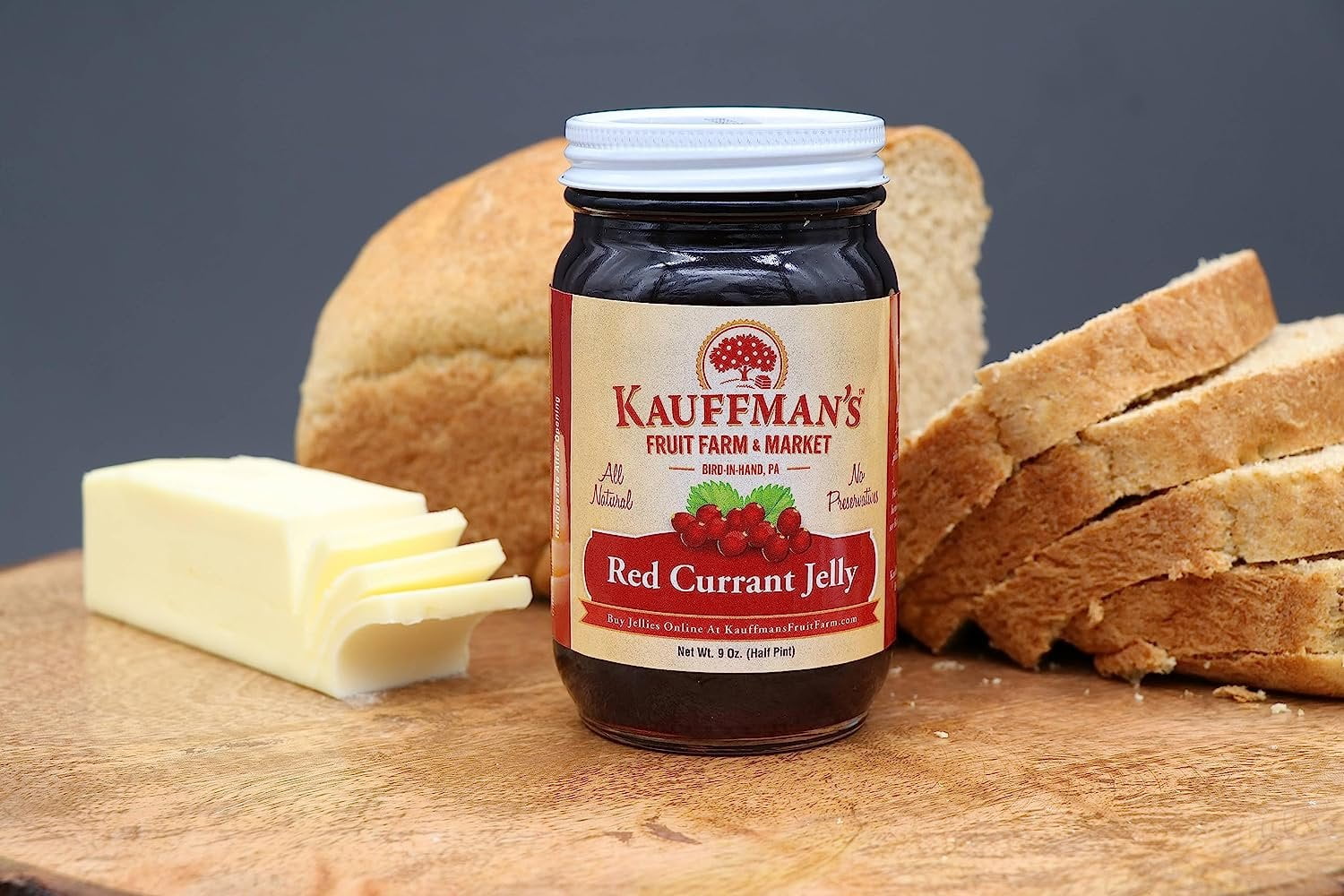 Kauffman Orchards Red Currant Jelly, All Natural, No Preservatives, 9 Oz. Pack of 2