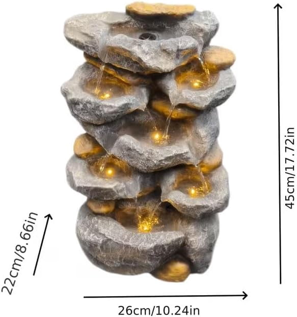 Premium Resin Rock Mountain Waterfall Fountain, Relaxing Water Feature Ornament, Multiscene Decor for Desktop Home Office Indoor Outdoor Garden