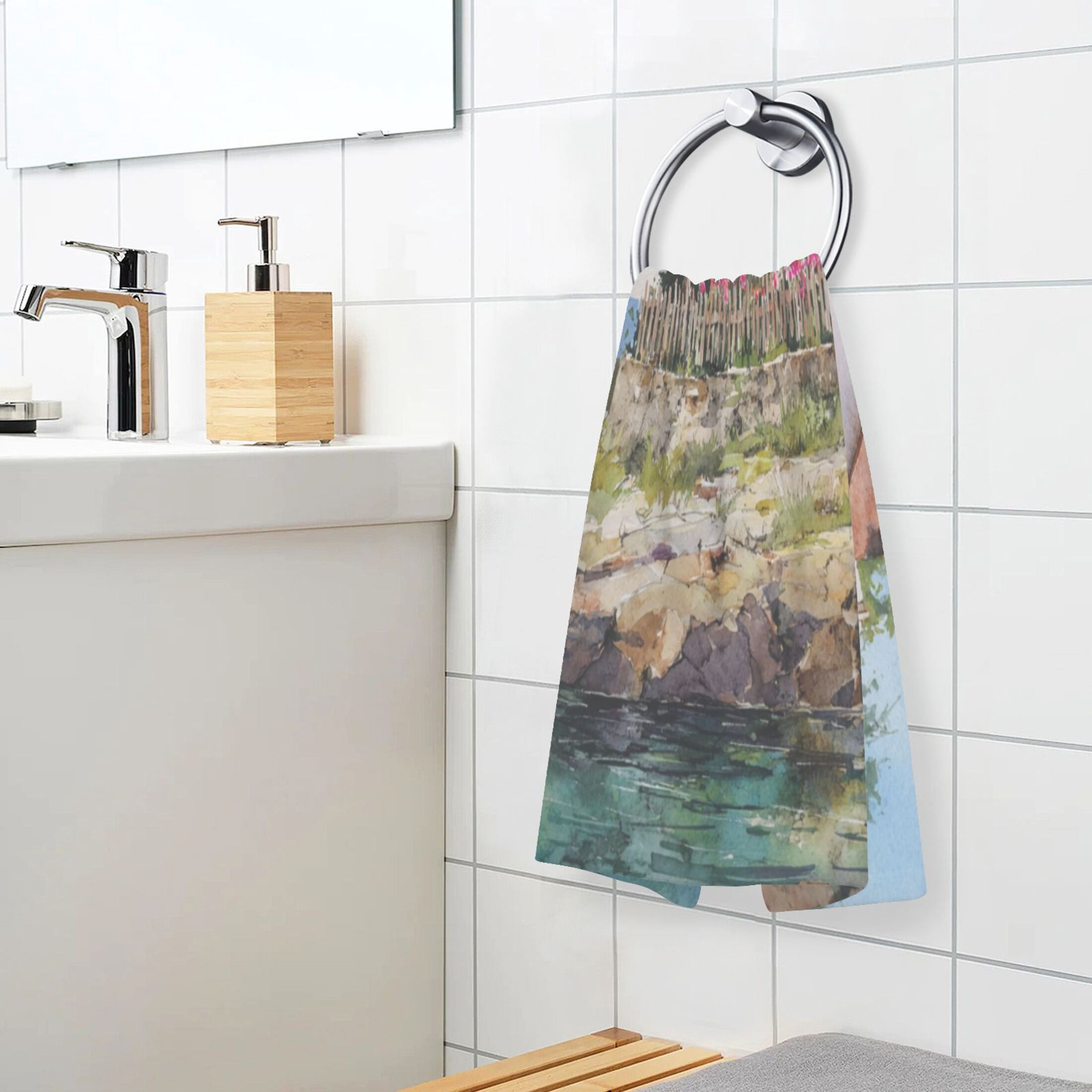 2 Pieces of Cotton Towel Face Towel Set Hand Towel Bath Towel Cotton Bath Towel Sets Lighthouse Brown Roof
