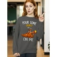 thumbnail image 3 of Turkey Pour Some Gravy On Me Funny Thanksgiving Crewneck Sweatshirt, M, Charcoal, 3 of 6