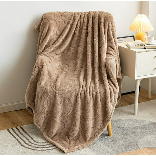 Manta de franela jacquard de 100 x 70 cm | Suave y cálida manta de felpa de poliéster | Funda de sofá para oficina, manta para la siesta y aire acondicionado | Manta acogedora para sofá cama