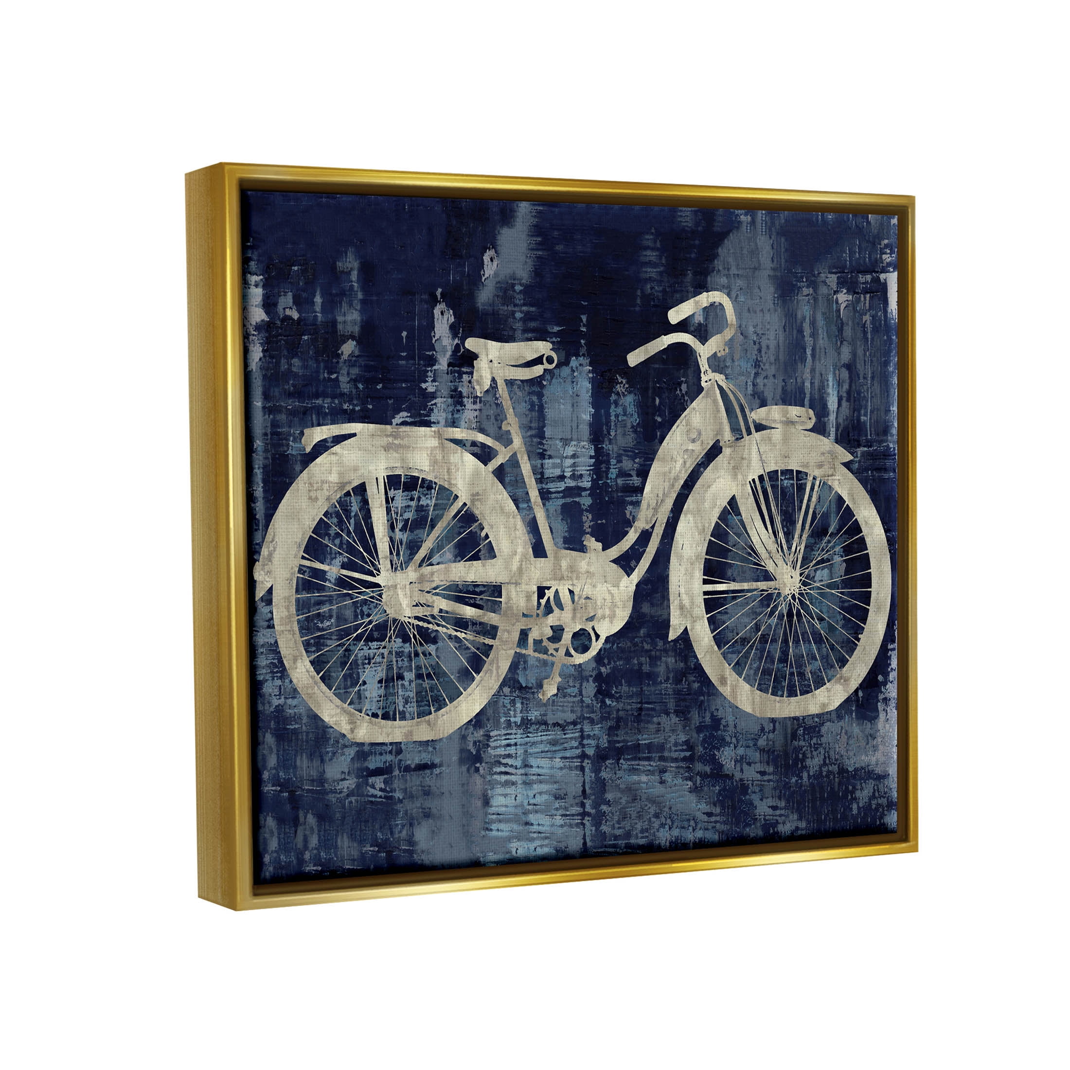 Rustic Bicycle Brushed Silhouette Transportation Graphic Art Metallic Gold Framed Art Print Wall Art