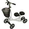 Roscoe Medical Knee Walker Scooter with Basket and Padded Seat, White