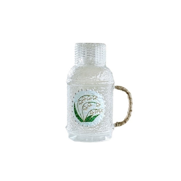 Jarra de agua de vidrio de 2200 ml con tapa, tetera de vidrio resistente al calor con una taza for preparar té helado, jugo y bebidas frías y calientes