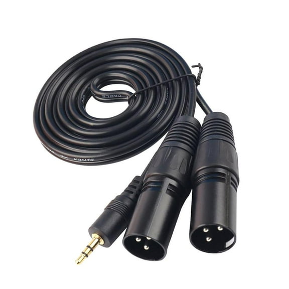 Dual XLR Male To 3.5mm Cable, Unbalanced Dual Male XLR To 1/8 Inch TRS Stereo AUX Cord Audio Cable 1.5m