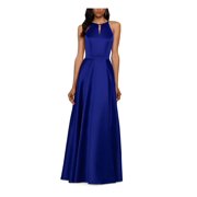 XSCAPE Womens Blue Slitted Cut Out Sleeveless Keyhole Full-Length Formal Blouson Dress 14