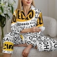 thumbnail image 6 of Uemuo Hello Pattern Womens Pajama Sets,PJ Set for Women,Pajamas for Women Logo,Long Sleeve Pajama Set for Women,Soft Long Sleeve Top With Pants-Small, 6 of 9