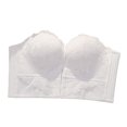 thumbnail image 4 of Strapless Bras for Women Push Up Lace Bustier Corset Front Button Bandeau Non Slip Soft Bra White S, 4 of 7