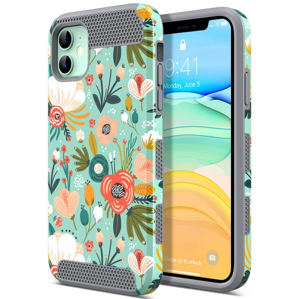 Iphone 11 Case Ulak Slim Stylish Designed Shockproof Protective Hybrid Scratch Resistant Hard Back Cover Shock Absorbent Tpu Bumper Case For Apple Iphone 11 6 1 Inch 19 Mint Floral Walmart Com Walmart Com