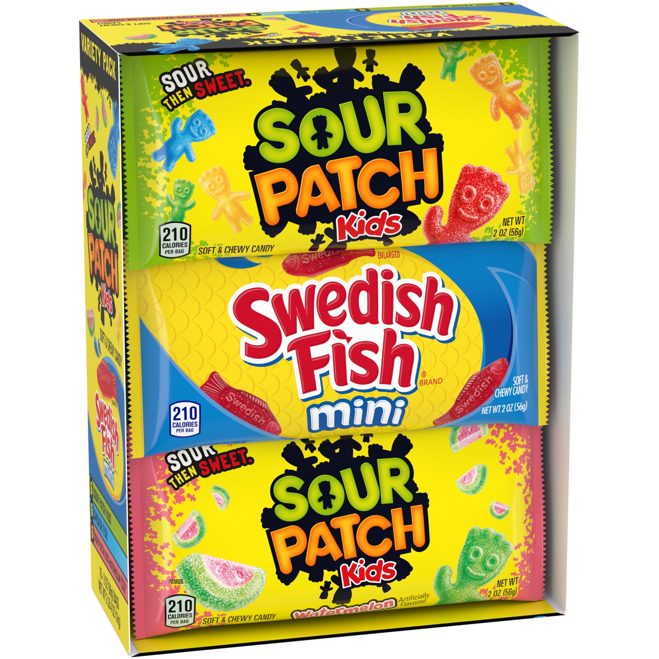 SOUR PATCH KIDS and SWEDISH FISH Mini Soft & Chewy Candy Variety Pack, Bulk Candy, 18 - 2 oz Bags