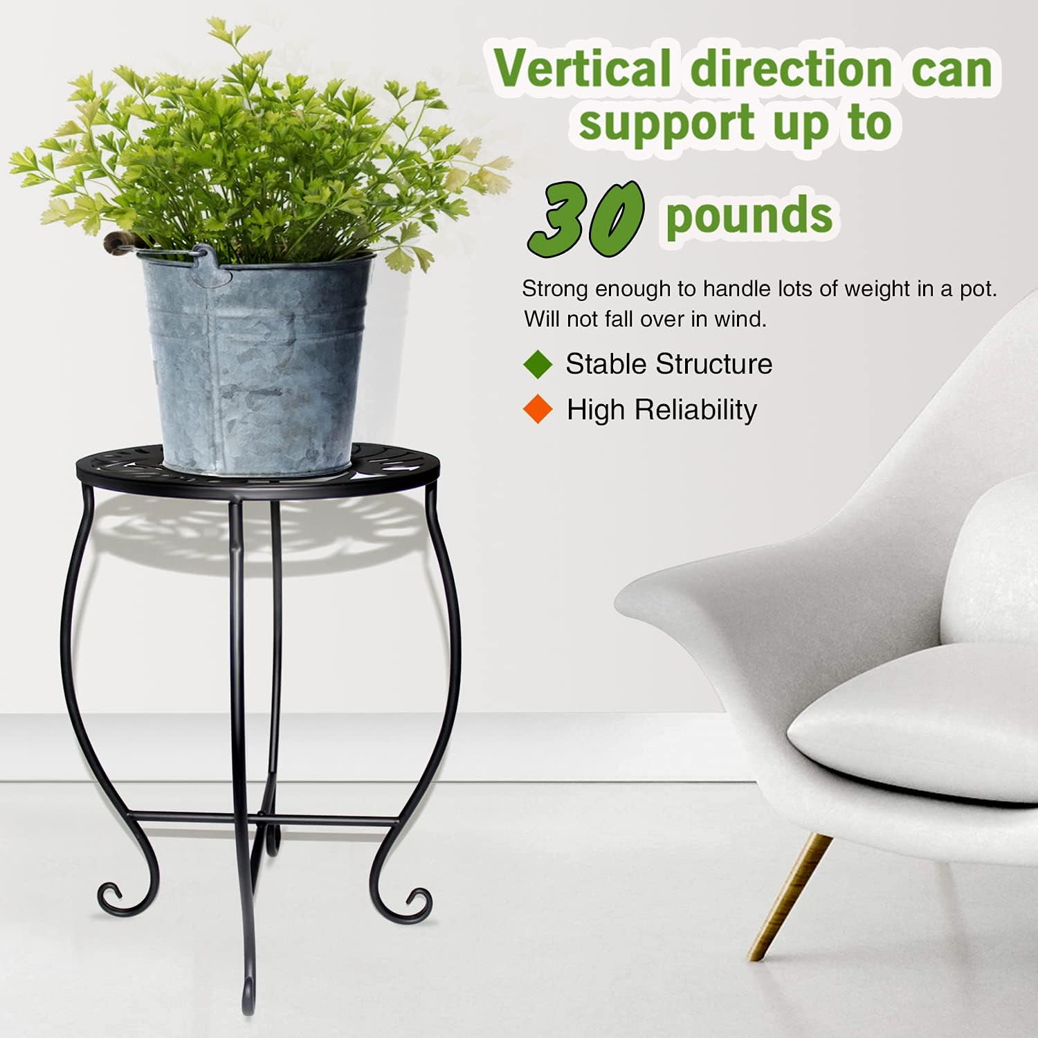 Outdoor Side Tables for Small Spaces, 2 Pack 10 Inch Round Metal End Table Weather Resistant Metal Patio Side Table for Patio Yard Porch Balcony Garden Bedside, Plant Stand for Indoor Outdoor