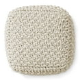 thumbnail image 3 of Casafield Square Pouf Ottoman, Natural - 18.5" W x 18.5" D x 14.5" H Cotton Knit Foot Stool - Boho Floor Pouffe for Living Room, 3 of 7