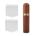 thumbnail image 2 of 24 agujas autoenhebradoras con estuche de madera para herramientas de costura Agujas de Brown_Silver, 2 of 9