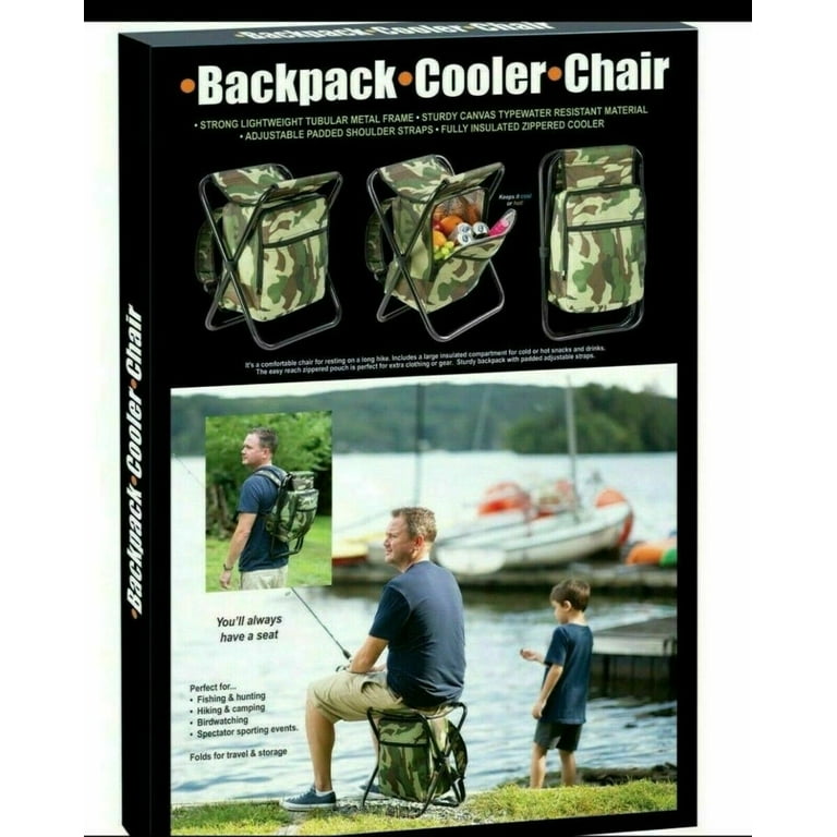 Foldable Camping Chair Portable Lightweight Backpack Outdoor Small Camping Folding Chair Insulated Cooler Bags Suitable for Fishing,Hiking,Picnic