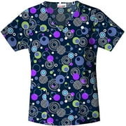 Parade of Dots Print Shaped V-Neck Scrub Top