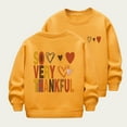 thumbnail image 2 of Kids Printed Round Neck Long Sleeve Fleece Pullover Sweatshirt Casual Comfortable Thanksgiving Love Design No Hood Top for Children Holiday Home Wear Kids Fleece Top, 2 of 5