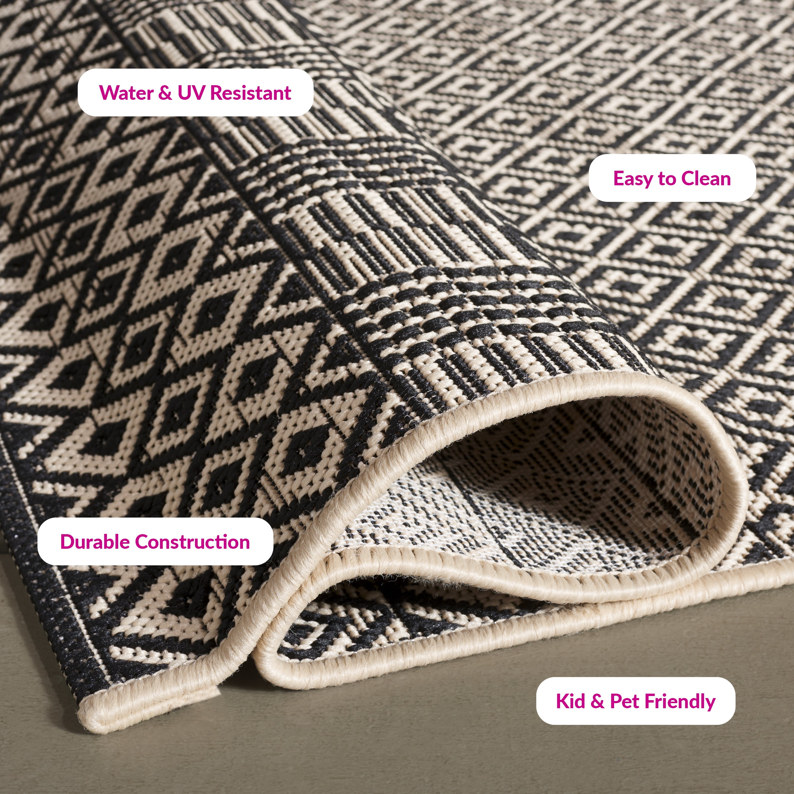 Safavieh Courtyard Naomi Geometric Indoor/Outdoor Area Rug, Beige/Black, 8' x 10'