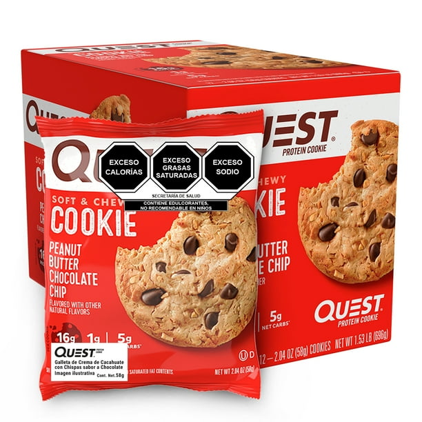Galleta de Crema de Cacahuate con Chispas de Chocolate Quest Nutrition 16 gr de proteína