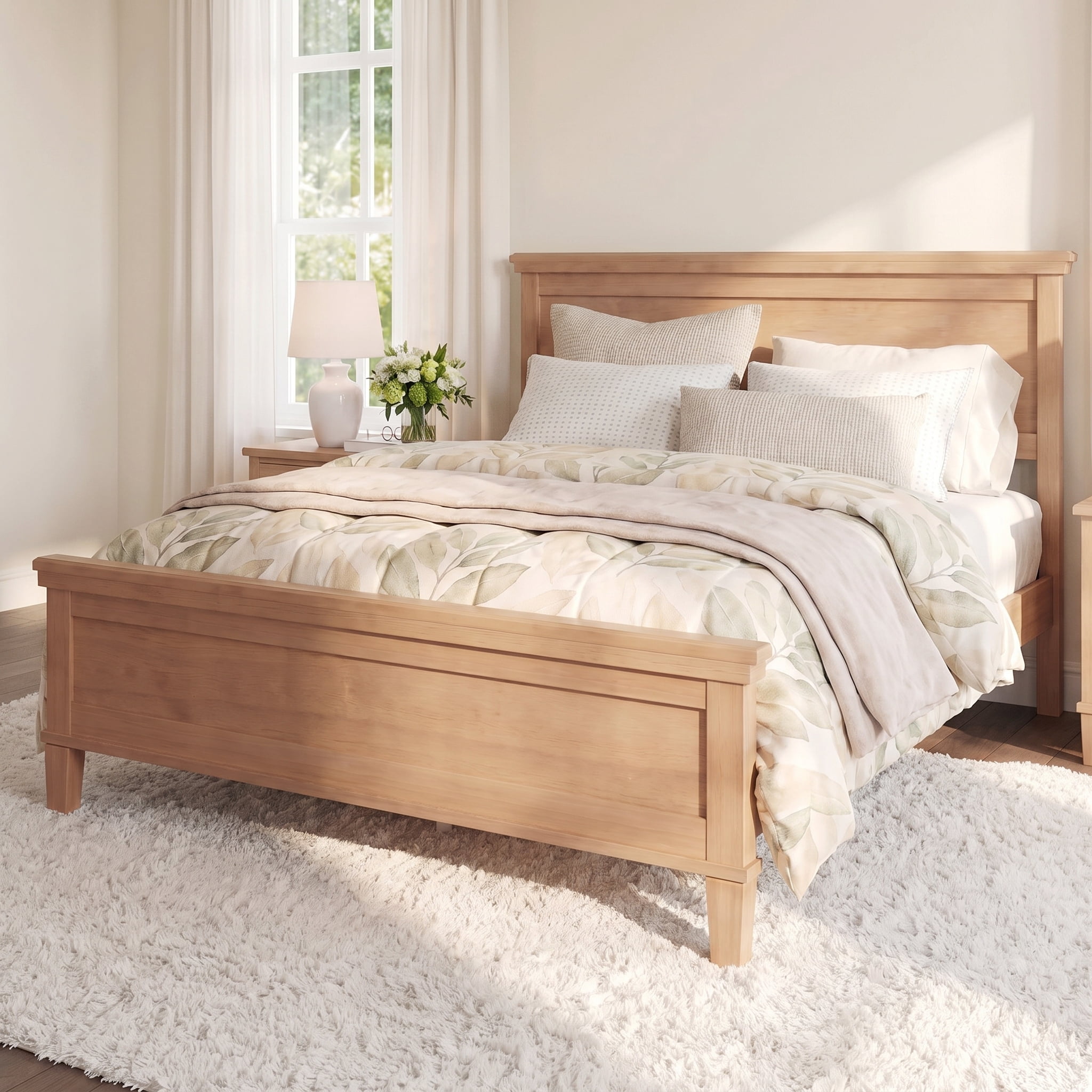 Euroco Wooden Full Size Mid-Century Platform Bed, Seadrift