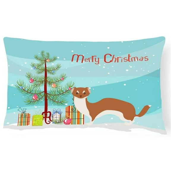 Carolines Treasures BB9237PW1216 Weasel Christmas Canvas Fabric Decorative Pillow, Teal, 12H x16W, multicolor