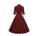 thumbnail image 5 of cfhntfmh Cocktail Dresses for Women Vintage Ruffle 3/4 Sleeve Midi Dress Elegant Front Knot Wedding Guest Party Prom Gown, 5 of 7