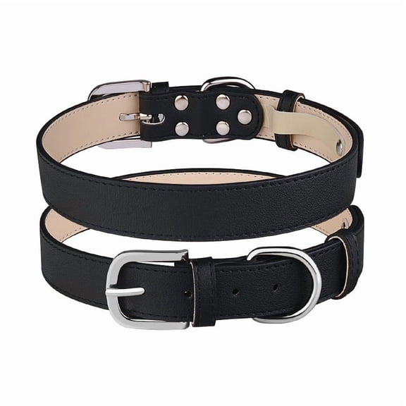 Pet Collar of Adjustable PU Leather, Classic Soft Pet Collar with Metal Buckle, Comfortable Durable Dog Neck Collar for Puppy Small Medium Large Dogs