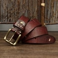 thumbnail image 1 of Cinturón de piel de vaca con hebilla de alfiler para hombre, estilo retro desgastado, personalizado, de primera capa, lavado, personalizado, para jeans, 1 of 6