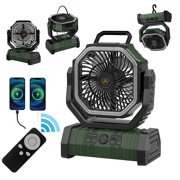 20000mAh Battery Operated Camping Fan, LED Lantern, Portable, Oscillating, 360° Rotation, Rechargeable for Tents Outdoor Travel Accessories, springtok