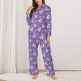 thumbnail image 2 of Pofeuu Owl And Flowers Print Womens Pajamas Set Long Sleeve Sleepwear Button Down Nightwear Soft Pj Lounge Sets Button Down Pajamas Women-XX-Large, 2 of 7