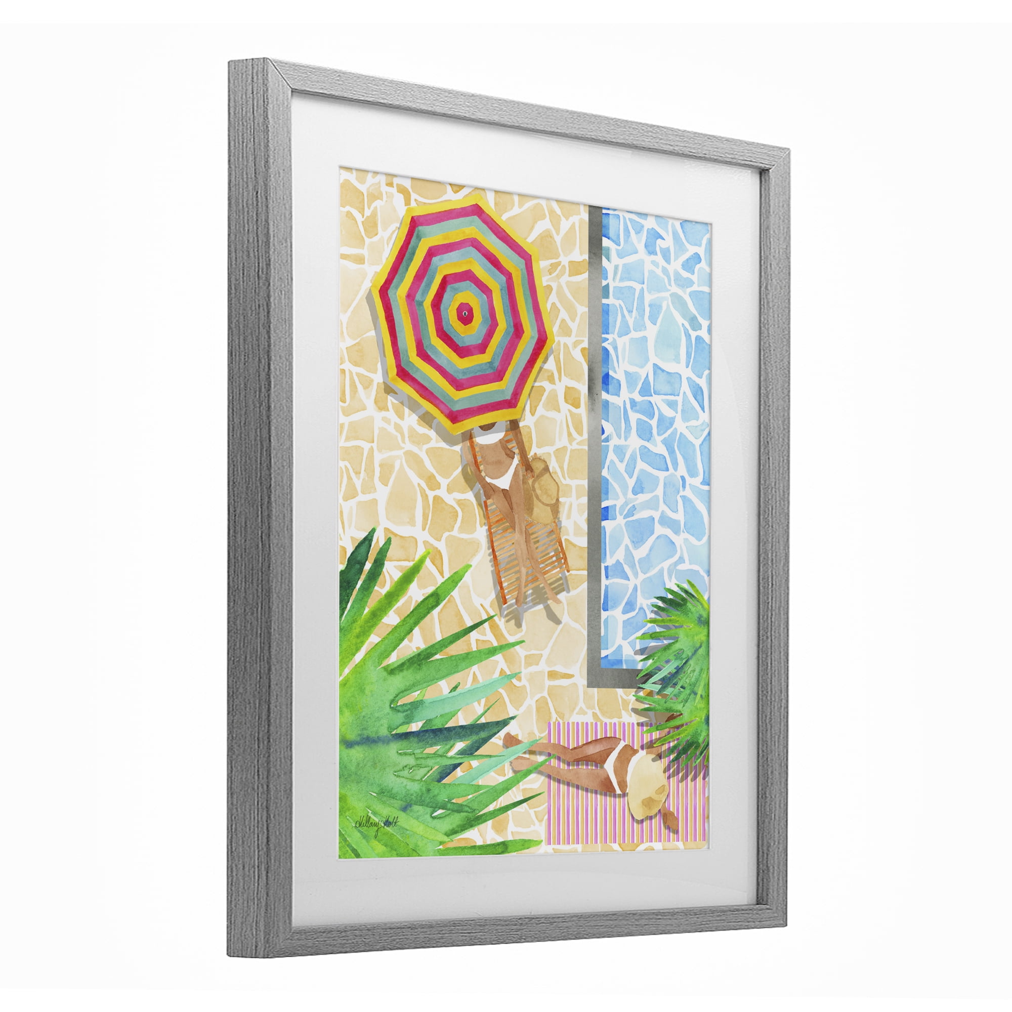 Stupell Industries Poolside Chill Duo Gray Framed Print Under Glass, design by Hillary Holt