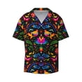 thumbnail image 2 of Lsque Mexican Flower Traditional1 print Men's Cuban Collar Short Sleeve Shirt Summer Beachwear Casual Button Down Fashionable Vacation Leisure Shirt-4X-Large, 2 of 7