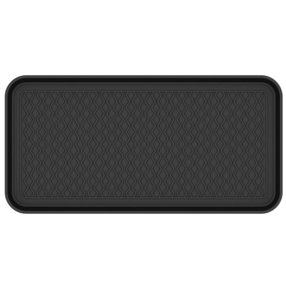 Ottomanson 2 Pack Multi-Purpose Boot Tray 15" x 30" Waterproof Shoe Mat Traps Mud & Dirt, Ideal for Entryway, Mudroom, Pets, Plants – Black