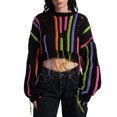 thumbnail image 1 of Suéteres De Punto Suéter a rayas de colores para mujer, Tops elegantes con borlas ahuecadas Kuymtek Negro T S para Mujer, 1 of 8