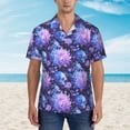 thumbnail image 2 of Sikiie White Skull Flower Print Men's Hawaiian Shirt, Summer Beach Button Pocket Short Sleeve T-Shirt,Medium, 2 of 7