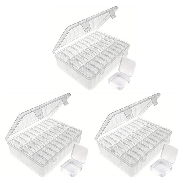 Bead Organizer,90Pcs Small Bead Storage Containers,3 Large Craft Storage Cases,Storage Box for Jewelry Making Diamond