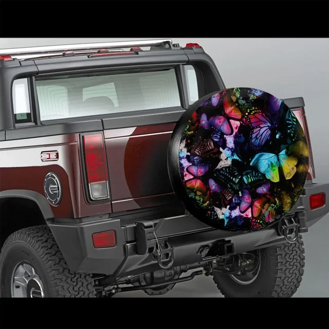 3d Custom Print Universal Fits Most Cars Animal Art Designs Butterflies Spare Tire Cover Case Polyester Winter and Summer