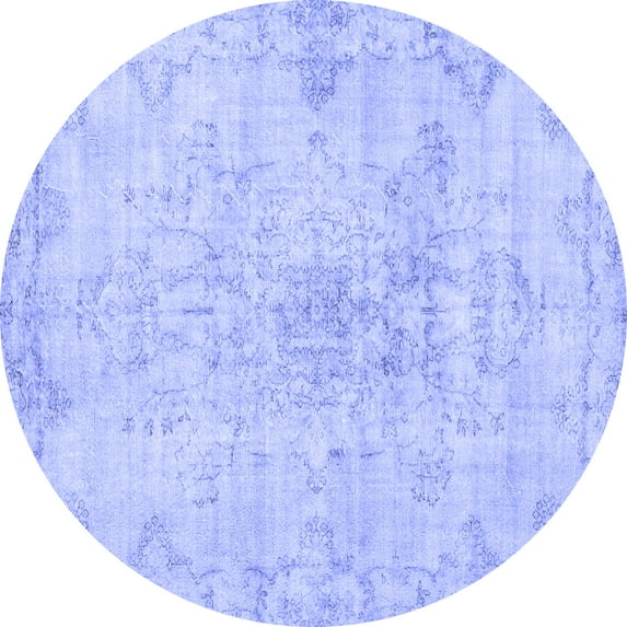 Ahgly Company Machine Washable Indoor Round Persian Blue Traditional Area Rugs, 7' Round