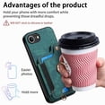 thumbnail image 6 of Dteck for iPhone 16e Case Wallet with Card Holder, RFID Blocking PU Leather Protective Case with Ring Holder Stand Wrist Strap for iPhone 16e 6.1 Inch 2025,Green, 6 of 9