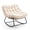 Beige Style 1, variant on Oversized Papasan Rocking Chair 700 lbs Capacity Curved Leg Wicker Rattan Rocker with Thick Cream Cushion Indoor Outdoor Heavy Duty Glider - Beige Style 1