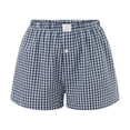 thumbnail image 3 of Women's Shorts Shorts Cute Soft Plaid Print Button Front Pajama Bottoms Shorts Sleepwear, 3 of 4