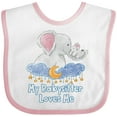 thumbnail image 3 of Inktastic My Babysitter Loves Me Cute Elephants Clouds Moon and Stars Boys or Girls Baby Bib, 3 of 4